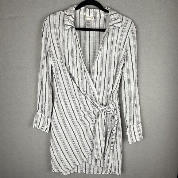 L* Space Pfeiffer Coverup Beach Vacation Sundress Dress Black/white Stripe Med - Picture 1 of 6